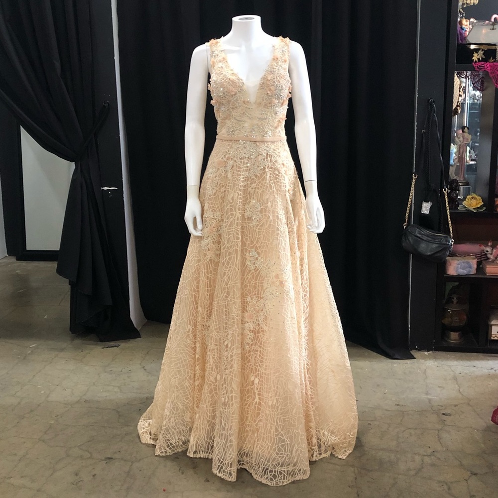GLS Cream Lace Prom Dress - Style GL2566